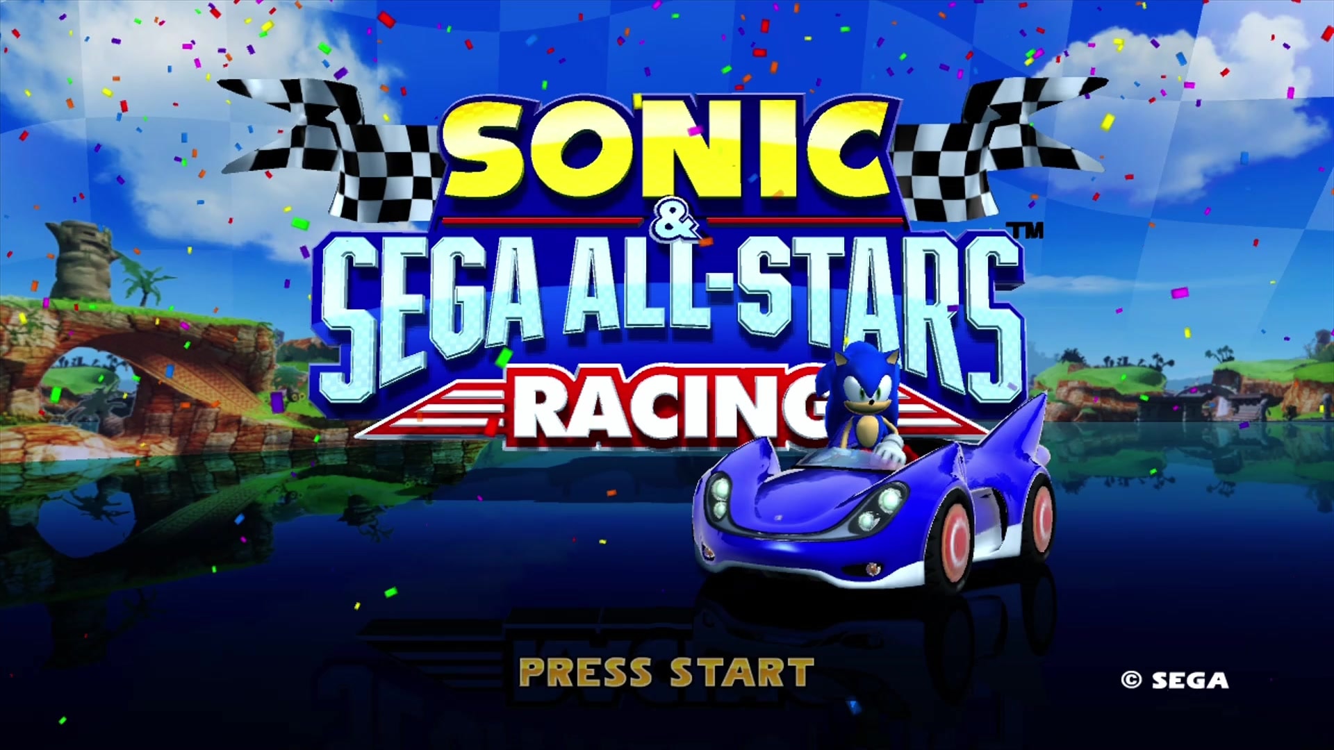 Sonic & Sega All-Stars Racing title screen for Xbox 360